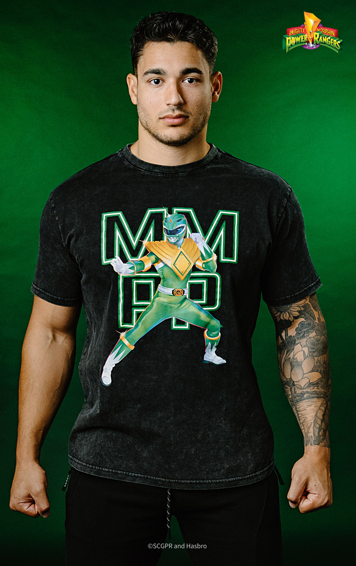 Green Ranger Retro Graphic Acid Wash Tee